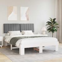 Bedframe met Gevoerd Hoofdgedeelte Lichtgrijs 160 x 200 cm