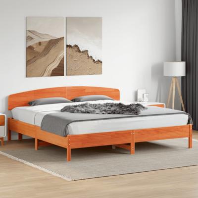 Bedframe zonder matras massief grenenhout wasbruin 180x200 cm