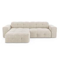 Sofa links hoek 5 zits fluweel crème 230cm