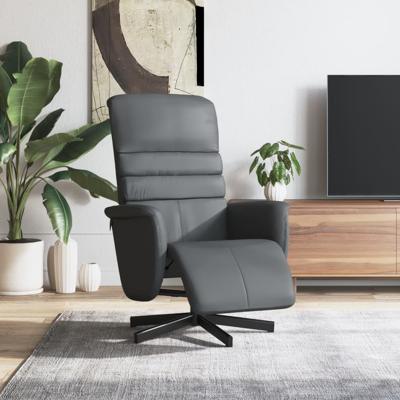 Fauteuil verstelbaar met voetensteun kunstleer grijs