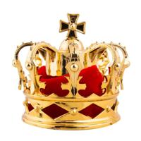 Mini koning/koningin kroontje goud - 8 cm - op broche haarclip