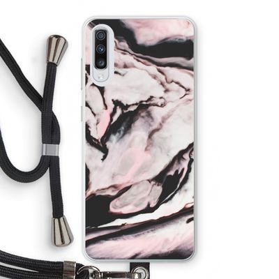 Roze stroom: Samsung Galaxy A70 Transparant Hoesje met koord