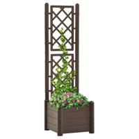 VidaXL Plantenbak met latwerk 43x43x142 cm pp mokka