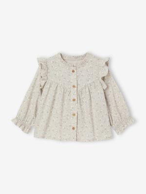 Babyblouse met ruches groengrijs