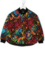 Versace Kids veste bomber matelassée à fleurs - Noir