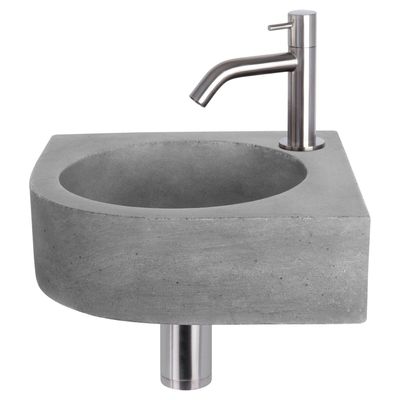 Differnz Differnz Cleo fonteinset beton donkergrijs - kraan gebogen mat chroom