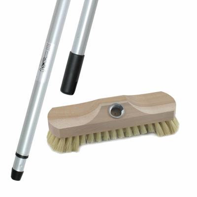 Sorex Houten schrobborstel - schrobber - Luiwagen - incl metalen telescoopsteel - zilver - 200 cm