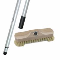 Sorex Houten schrobborstel - schrobber - Luiwagen - incl metalen telescoopsteel - zilver - 200 cm