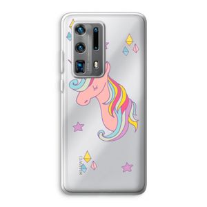 Roze eenhoorn: Huawei P40 Pro Plus Transparant Hoesje