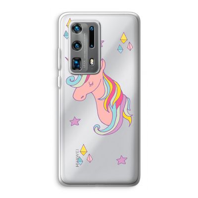 Roze eenhoorn: Huawei P40 Pro Plus Transparant Hoesje