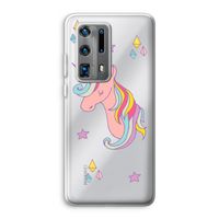 Roze eenhoorn: Huawei P40 Pro Plus Transparant Hoesje