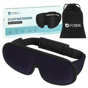 ForDig Ergonomische 3D Slaapmasker - 100% Verduisterend Oogmasker Incl. Opbergetui - Ademend Traagschuim Slaap Masker -