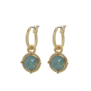 Biba Hang Oorbellen Goud met Swarovski Steentje Pacific Opal