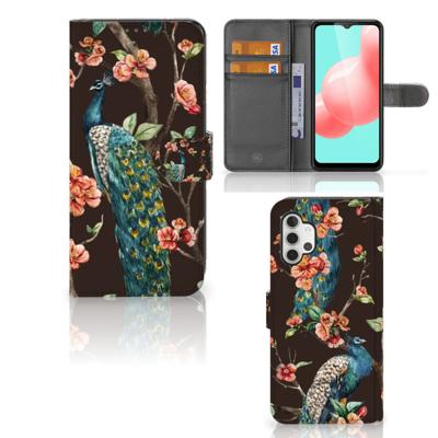 Samsung Galaxy A32 5G | Telefoonhoesje | Met pasjeshouder | Pauw met Bloemen