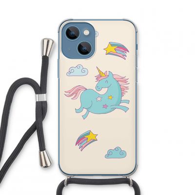 Vliegende eenhoorn: iPhone 13 mini Transparant Hoesje met koord