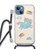 Vliegende eenhoorn: iPhone 13 mini Transparant Hoesje met koord
