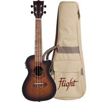 Flight Gemstone Series DUC380 CEQ Amber elektrisch-akoestische concert ukelele met gigbag - thumbnail