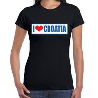 I love Croatia / Kroatie landen t-shirt zwart dames 2XL  - - thumbnail