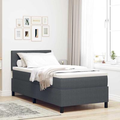 Boxspringbed met matras ribfluweel donkergrijs 90x200 cm