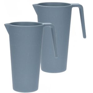 Schenkkan/waterkan - 2x - blauw - 1500 ML - melamine - D10 x H21 cm