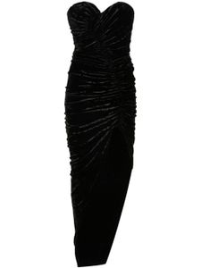 Alexandre Vauthier robe longue en velours à effet froissé - Noir