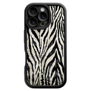 iPhone 16 Pro zwarte case - Zebra safari