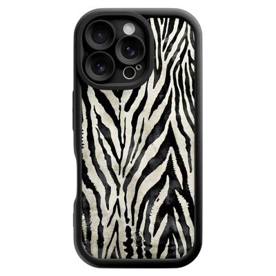 iPhone 16 Pro zwarte case - Zebra safari