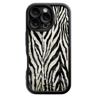 iPhone 16 Pro zwarte case - Zebra safari
