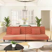 Slaapbank 2-zits met 2 kussens fluweel roze