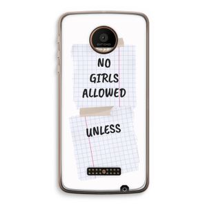 No Girls Allowed Unless: Motorola Moto Z Force Transparant Hoesje