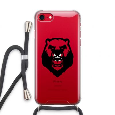 Angry Bear (black): iPhone SE 2020 Transparant Hoesje met koord