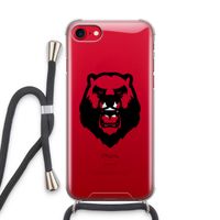 Angry Bear (black): iPhone SE 2020 Transparant Hoesje met koord