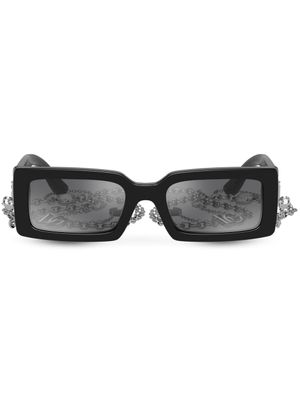 Dolce & Gabbana Eyewear lunettes de soleil Zebra à monture rectangulaire - Noir