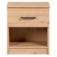 2e Halve Prijs Leen Bakker - Nachtkastje Sena - 1 Lade - Eikenkleur - Spaanplaat - Bruin - 41x47.3x32 Cm