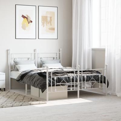 Bedframe met hoofd- en voeteneinde metaal wit 140x190 cm