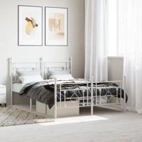 Bedframe met hoofd- en voeteneinde metaal wit 140x190 cm