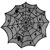 Halloween/horror thema feest tafelkleed - PVC - spinnenweb - rond - 100 cm - kant patroon