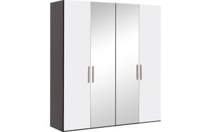 Goossens Kledingkast Easy Storage Ddk, Kledingkast 203 cm breed, 220 cm hoog, 2x draaideur en 2x spiegel draaideur midden