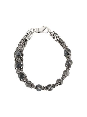 Emanuele Bicocchi bracelet en chaine tressée orné de perles - Gris