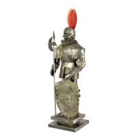 A TIN MODEL OF A KNIGHTS ARMOUR WITH AXE AND SHIELD