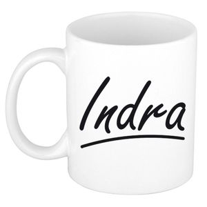 Indra voornaam kado beker / mok sierlijke letters - gepersonaliseerde mok met naam - Naam mokken