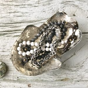 Schaaltje Metaal Hamsa Hand Zilverkleurig - 12 cm