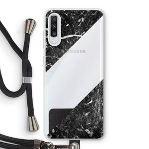 Zwart marmer: Samsung Galaxy A70 Transparant Hoesje met koord