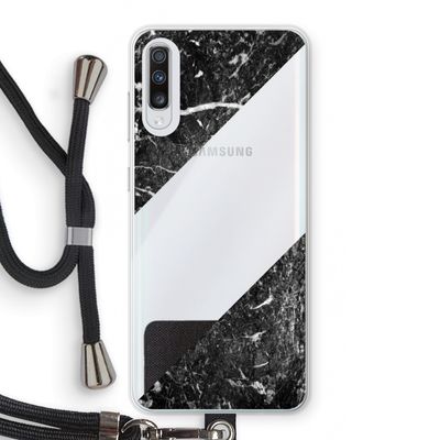 Zwart marmer: Samsung Galaxy A70 Transparant Hoesje met koord