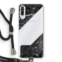 Zwart marmer: Samsung Galaxy A70 Transparant Hoesje met koord