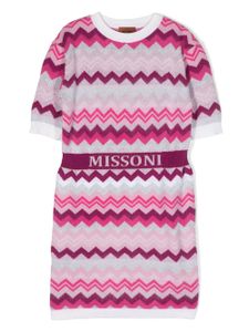 Missoni Kids robe courtes manches à imprimé graphique - Rose