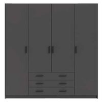 Kledingkast Sprint 4-deurs - antraciet - 200x196x50 cm - Leen Bakker - thumbnail