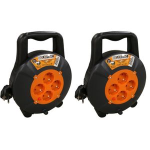 2x Kabelhaspel/kabelbox 5 m met 4x stopcontacten