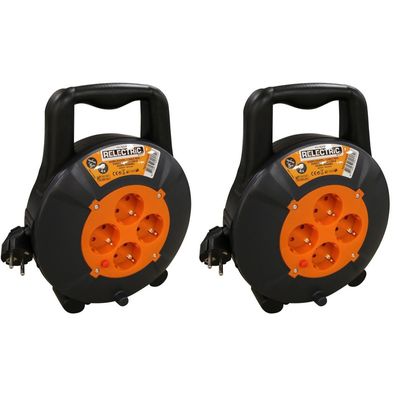 2x Kabelhaspel/kabelbox 5 m met 4x stopcontacten