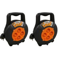 2x Kabelhaspel/kabelbox 5 m met 4x stopcontacten 2x Kabelhaspel/kabelbox 5 m met 4x stopcontacten